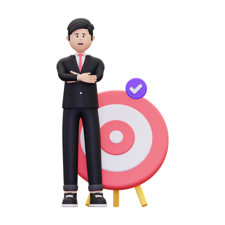 Successful Businessman With Dartboard  3D Illustration