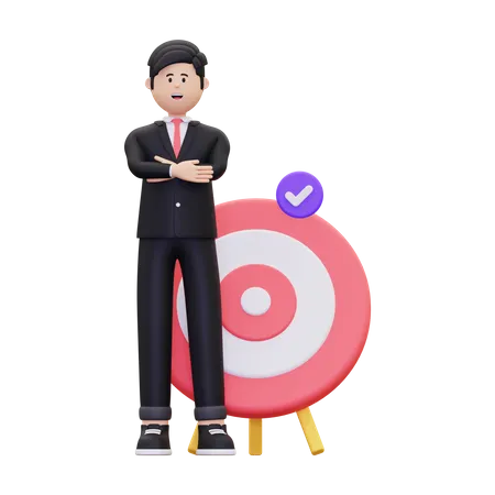 Successful Businessman With Dartboard  3D Illustration