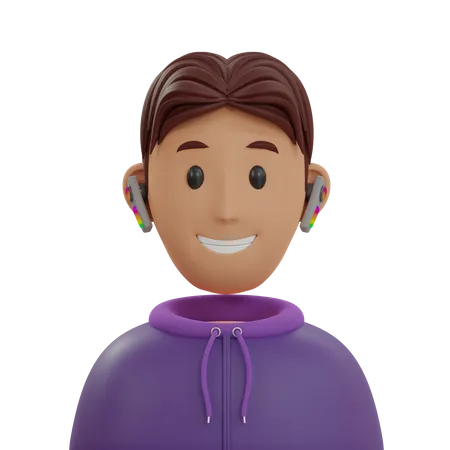 Homem Suéter Roxo  3D Icon