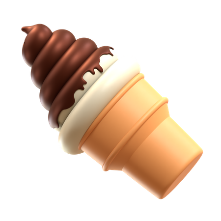 Sundae Choco Vanilla Soft Ice Cream Cone  3D Icon