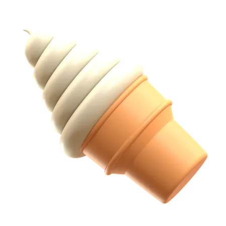 Sundae Vanilla Soft Ice Cream Cone  3D Icon