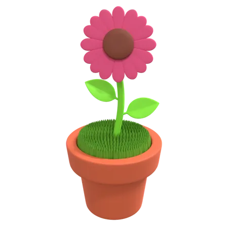 Sunflower Pot  3D Illustration