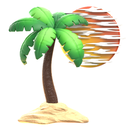 Sunset On The Beach  3D Icon