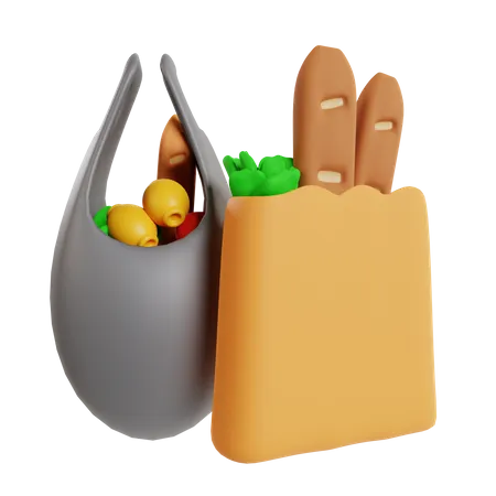 Supermarket Paper Bag  3D Illustration