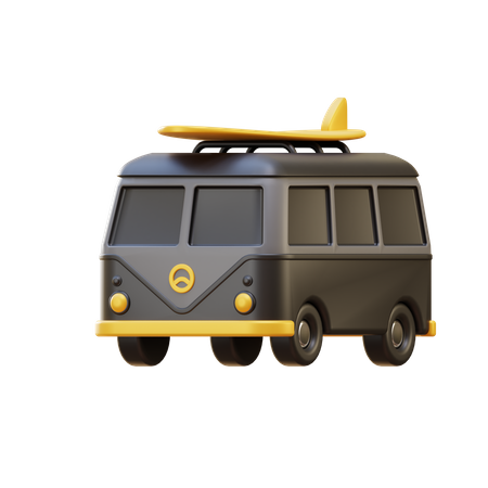 Surfing Van  3D Illustration