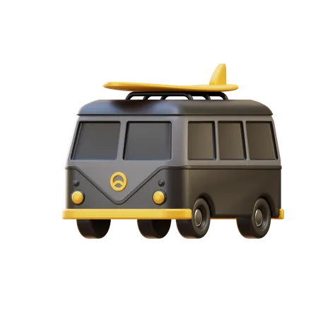 Surfing Van  3D Illustration