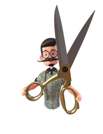 Tailor With Scissor  3D Illustration