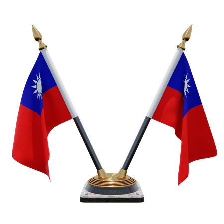 Suporte de bandeira de mesa dupla (V) de Taiwan, República da China  3D Icon