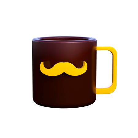 Taza con bigote  3D Illustration