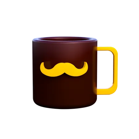 Taza con bigote  3D Illustration