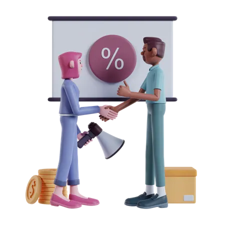 Team partnership handshake  3D Illustration