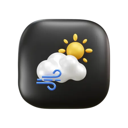 Tempo ventoso nuvem  3D Icon