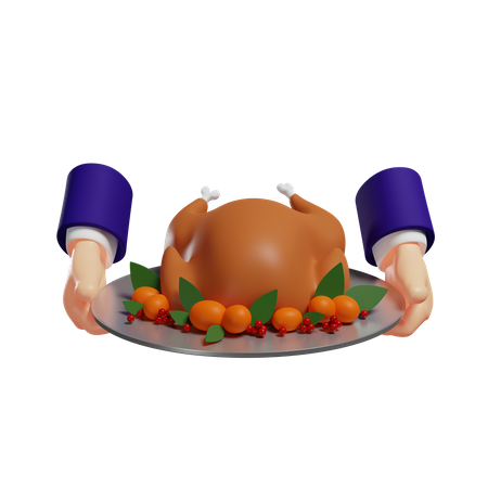 Poulet à la dinde de Thanksgiving  3D Illustration