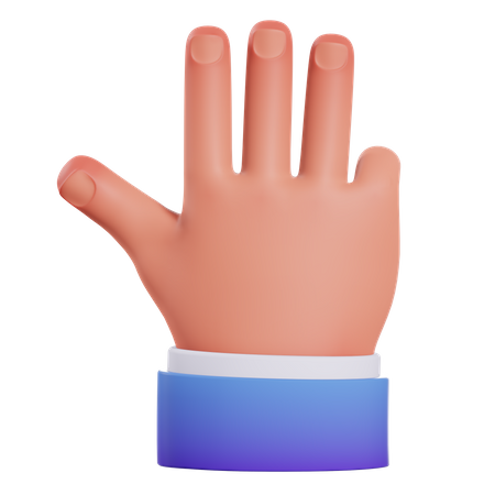 Three finger gesture  3D Illustration