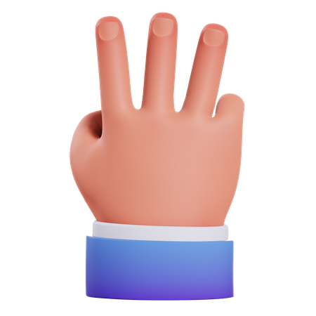 Three finger gesture  3D Illustration