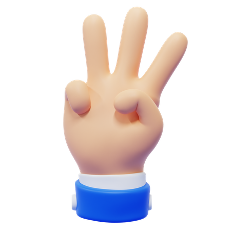 Three Finger Hand Gesture  3D Icon