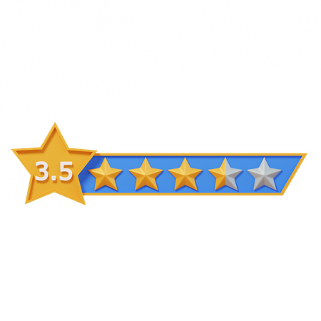 Three Point Five Star Rating Label  3D Icon