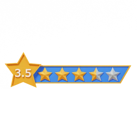 Three Point Five Star Rating Label  3D Icon