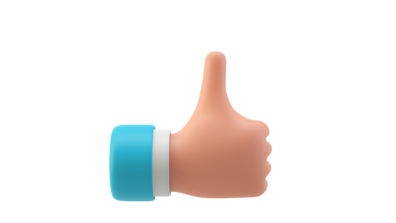 Thumbs up hand gesture  3D Illustration