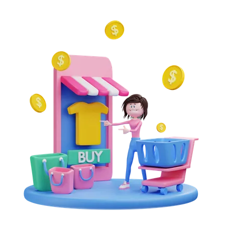 Tienda de compras en línea  3D Illustration