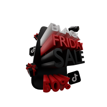 Tienda de Black Friday con logo tiktok.  3D Icon