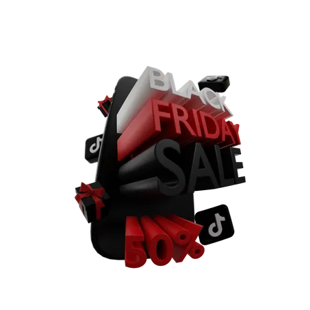 Tienda de Black Friday con logo tiktok.  3D Icon