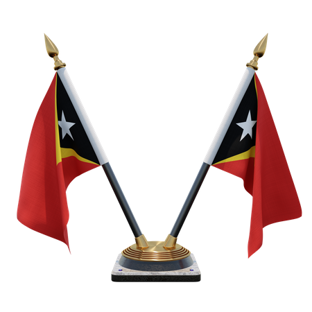 Soporte de bandera de escritorio doble de Timor Oriental  3D Flag