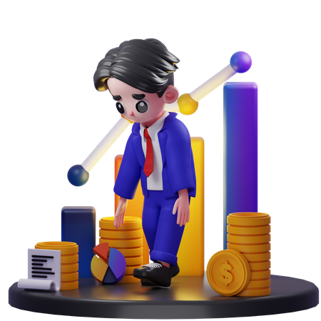 Tired Financial Advisor Walk  3D Illustration