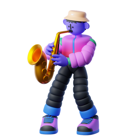 Tocando el saxofón  3D Illustration