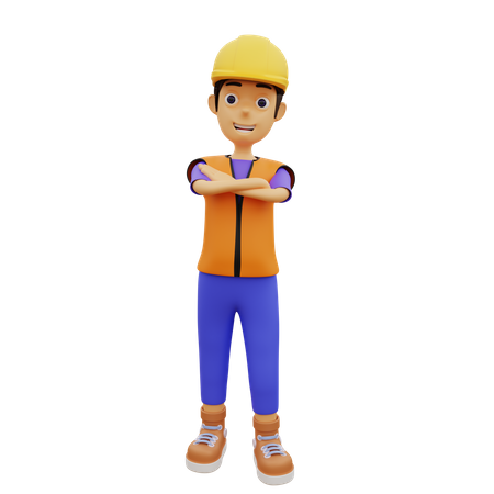 Trabajador de la construcción masculino  3D Illustration