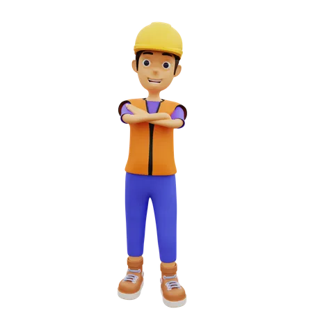 Trabajador de la construcción masculino  3D Illustration