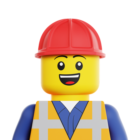 Trabajador de la construcción lego  3D Icon