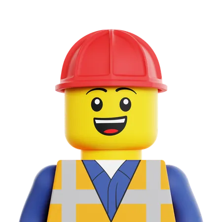 Trabajador de la construcción lego  3D Icon