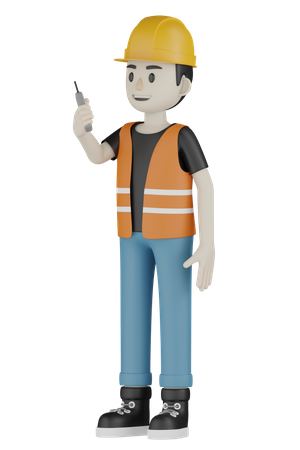 Trabajador sosteniendo herramienta de reparación  3D Illustration