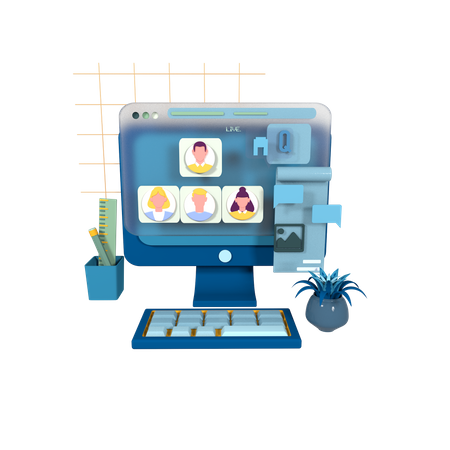 Trabalho on-line  3D Icon