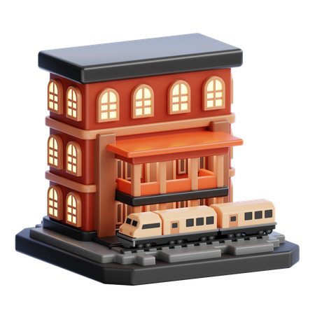 TRAIN STATION BUILDING  3D Icon