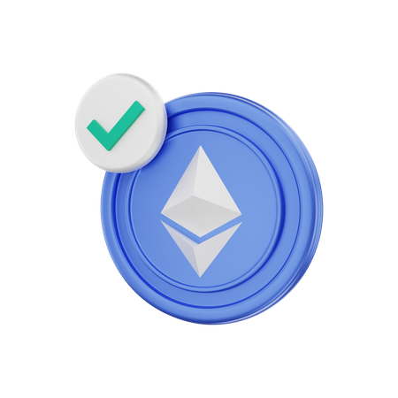 Transação ethereum bem sucedida  3D Illustration