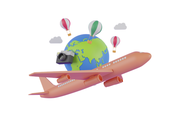 Travel by plane  3D Illustration