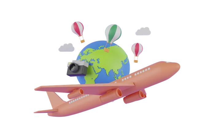 Travel by plane  3D Illustration