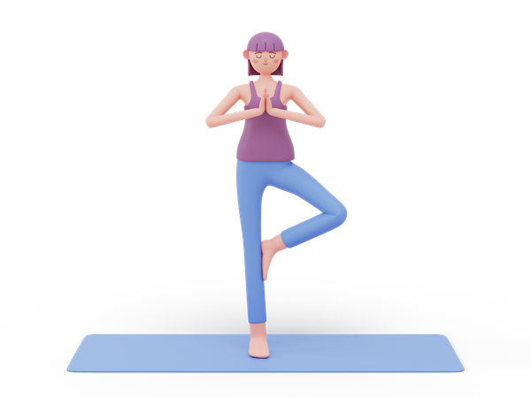 Tree Yoga Pose  3D Illustration