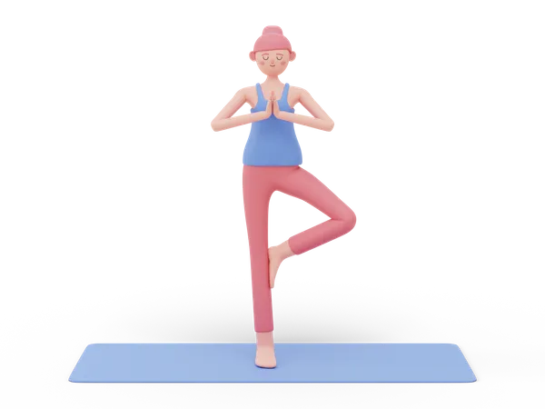 Tree Yoga Pose  3D Illustration