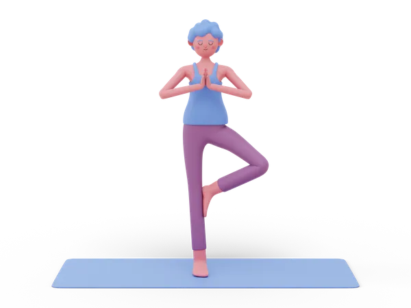 Tree Yoga Pose  3D Illustration