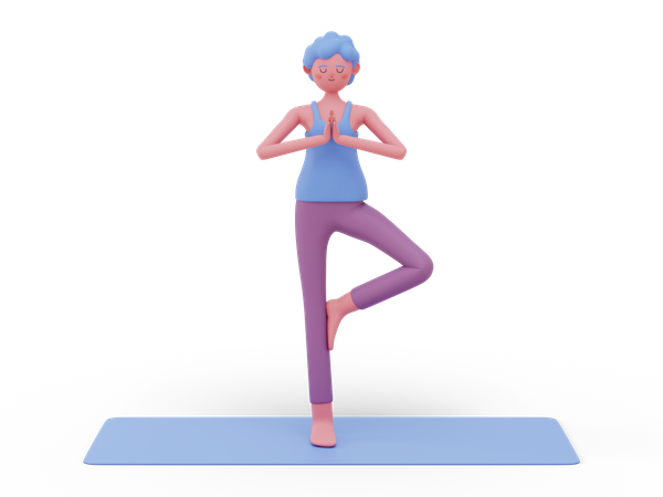 Tree Yoga Pose  3D Illustration