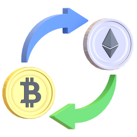 Troca de bitcoin para ethereum  3D Illustration