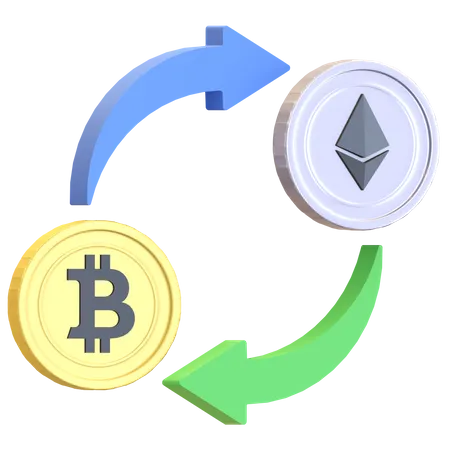 Troca de bitcoin para ethereum  3D Illustration