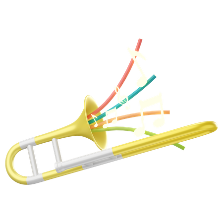 Trombone com notas musicais  3D Icon