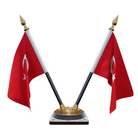 Türkei Doppel (V) Tischflaggenständer  3D Icon