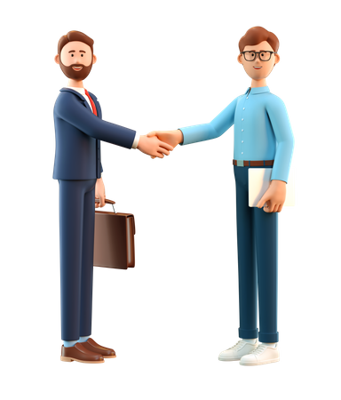 Two business people shake hands  3D Illustration