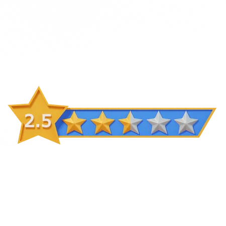 Two Point Five Star Rating Label  3D Icon