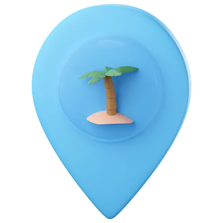 Pin de ubicación de la playa  3D Icon